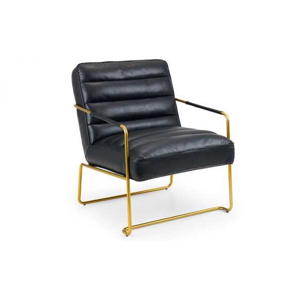 Julian Bowen, Chaise Giorgio Faux cuir noir avec cadre doré