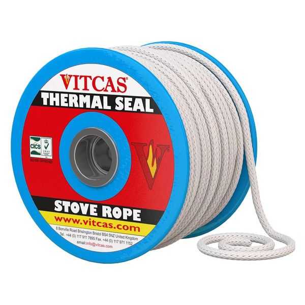 Vitcas, Corde de poêle en fibre de verre (souple) 6 mm blanc, rouleau de 50 mètres - S-G/RS/W6