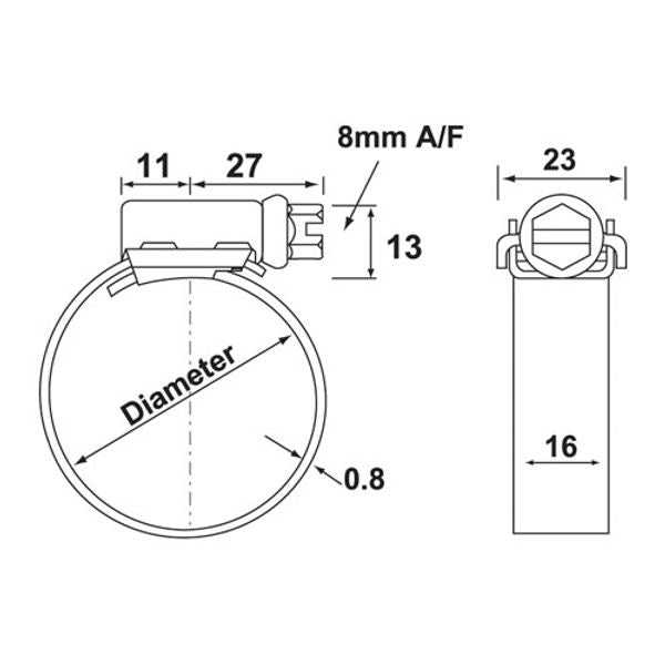 JCS, JCS Hi-Torque Hose Clamp Stainless Steel 110-140mm Each