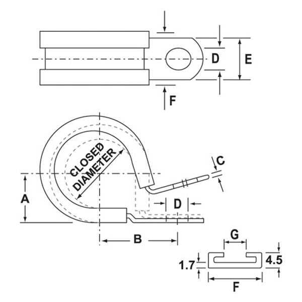 JCS, JCS M6 P Clip Acier Inoxydable 19mm (25)