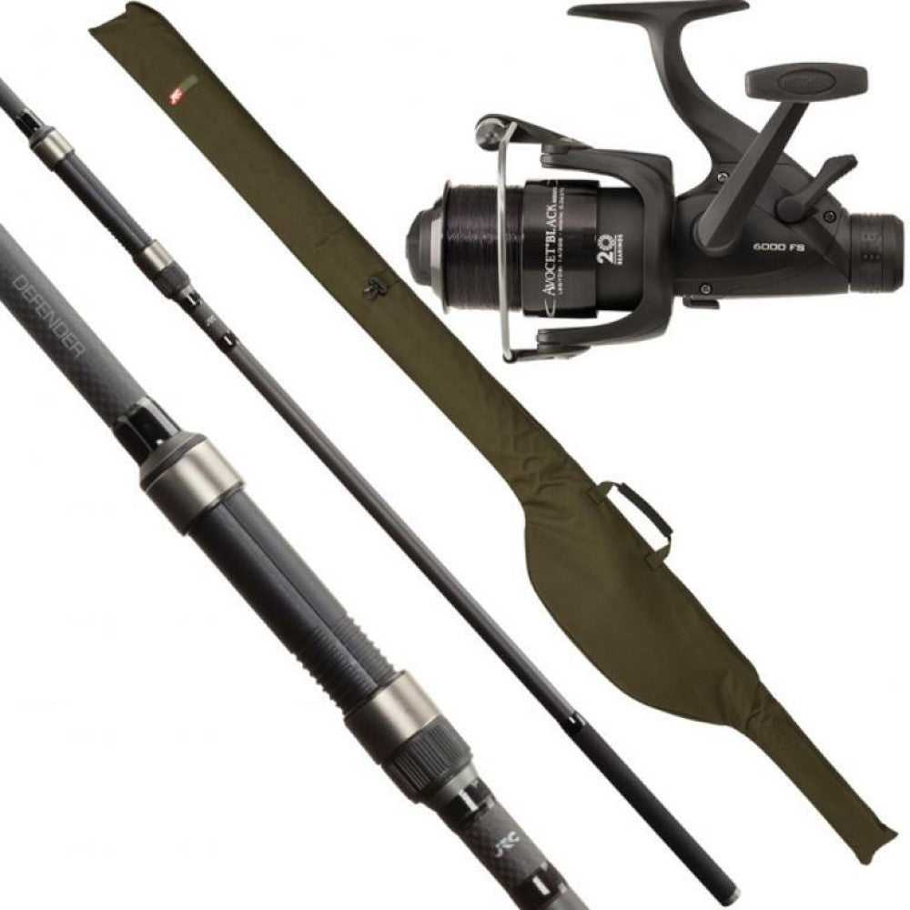 CCR, JRC Defender 12ft 3lb 3pc Carp Rod, Reel & Line Combo with Rod Sleeve