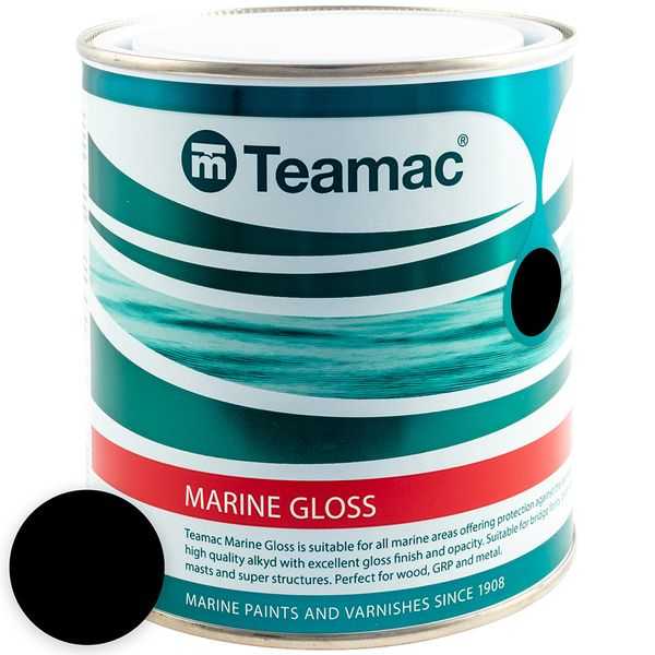 Teamac, Peinture Brillante Noir - 1L - NOIR BRILLANT